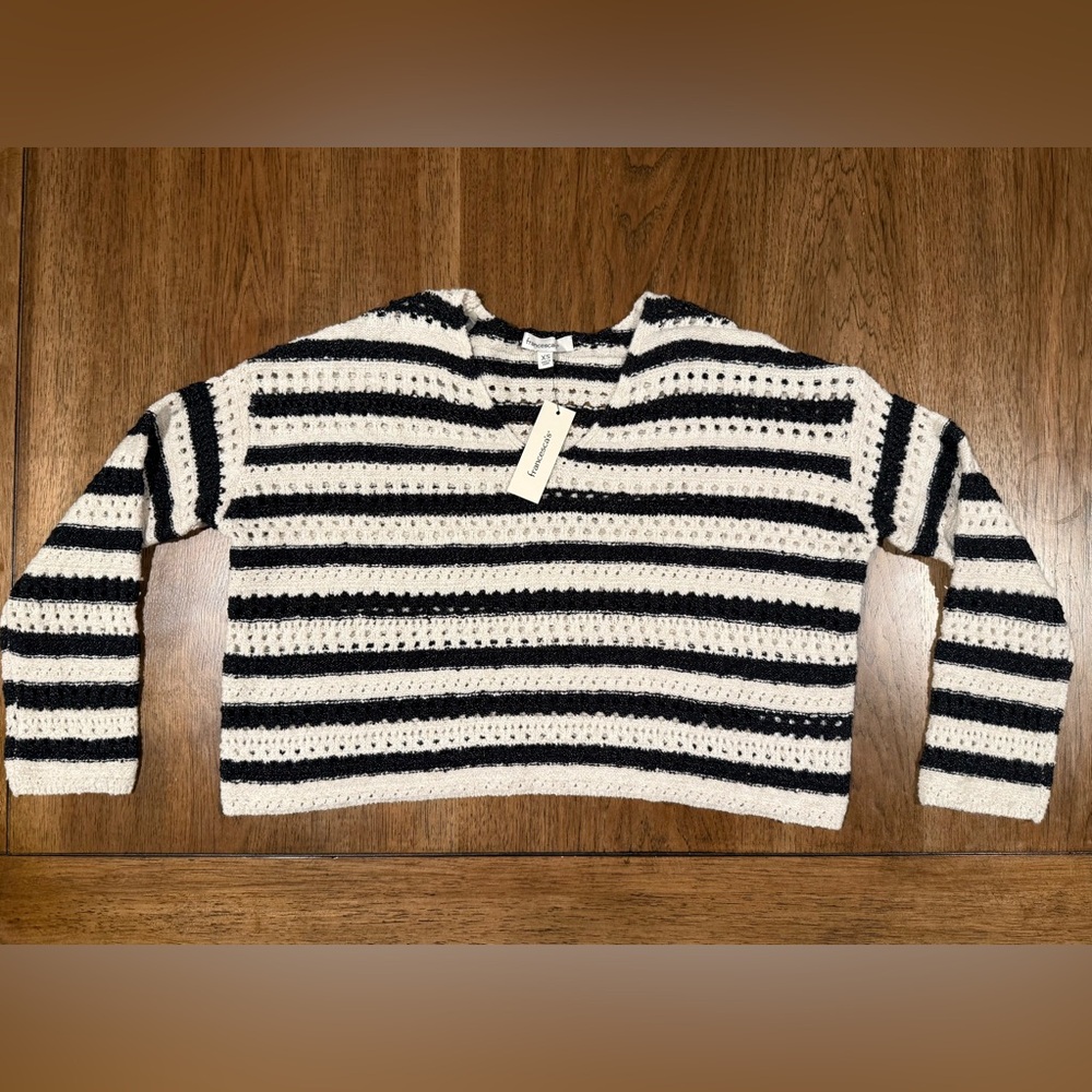 Francesca's Women's Cropped Knit Oversized Sweater Size XS Academia Preppy
